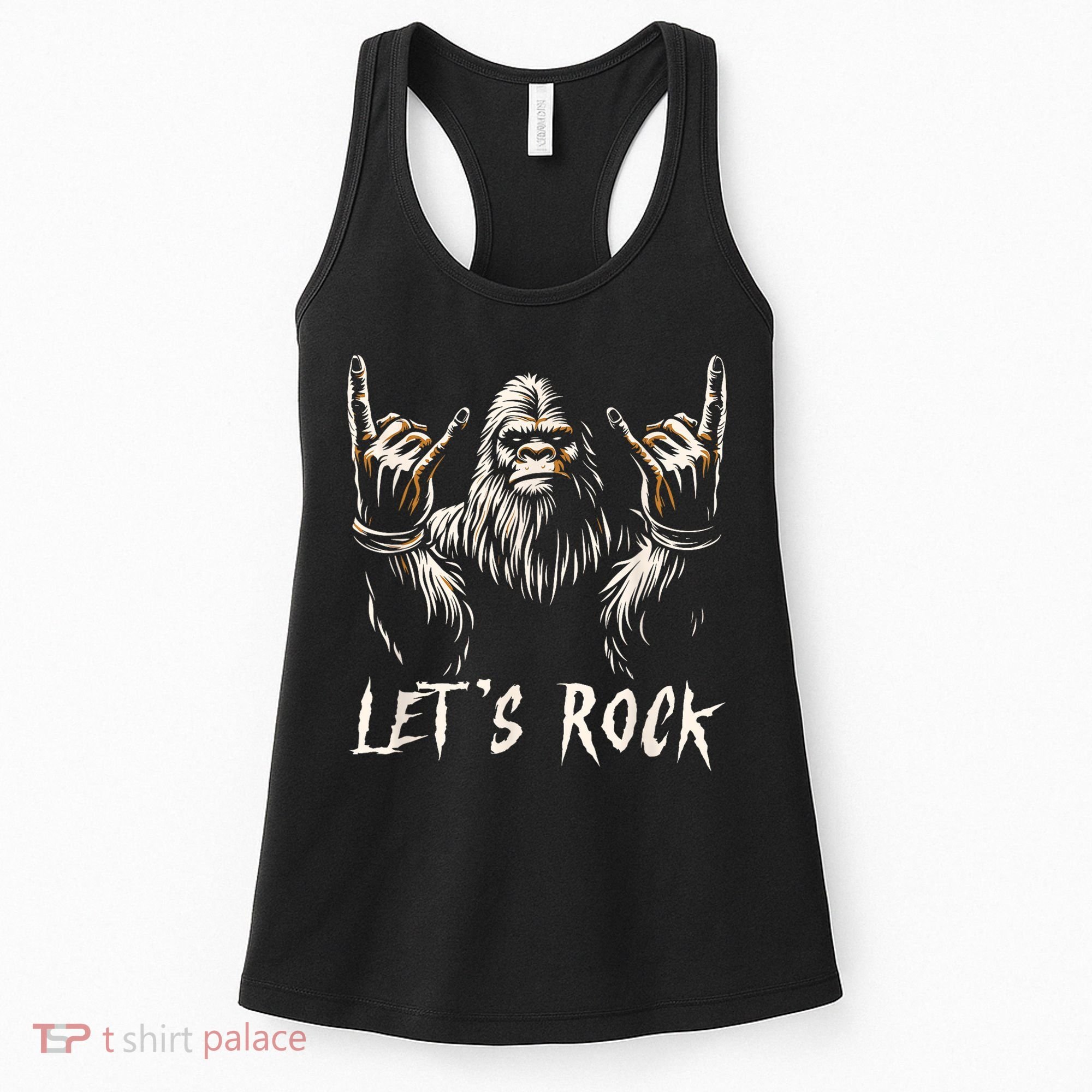 Bigfoot Rock On Funny Sasquatch Rock And Roll LetS Rock Women's Tank Top