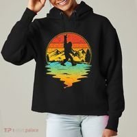 Bigfoot Rock On Sasquatch Rock And Roll Funny Graphic Ladies Heavyweight Boxy Pullover Hoodie thumb 0