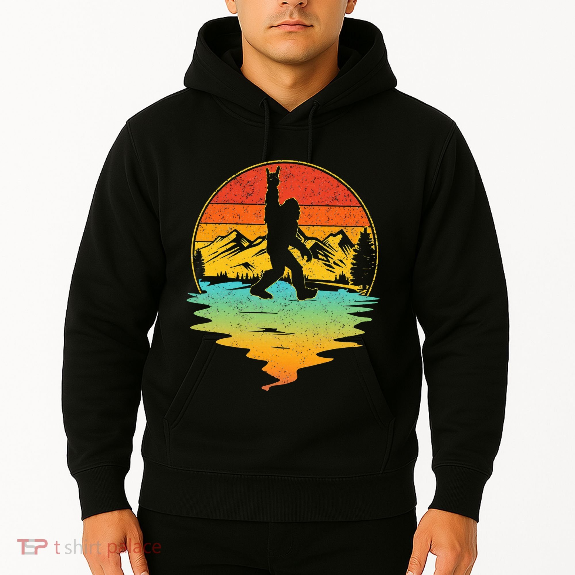 Bigfoot Rock On Sasquatch Rock And Roll Funny Graphic Hoodie
