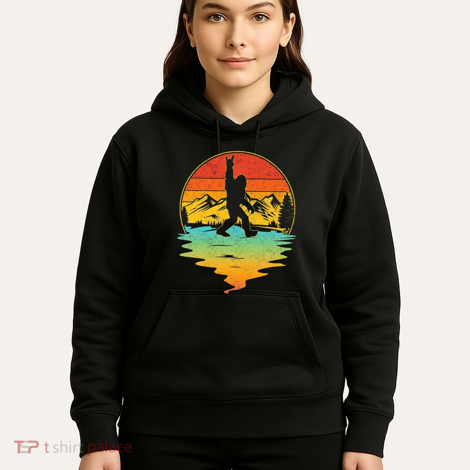Bigfoot Rock On Sasquatch Rock And Roll Funny Graphic Hoodie