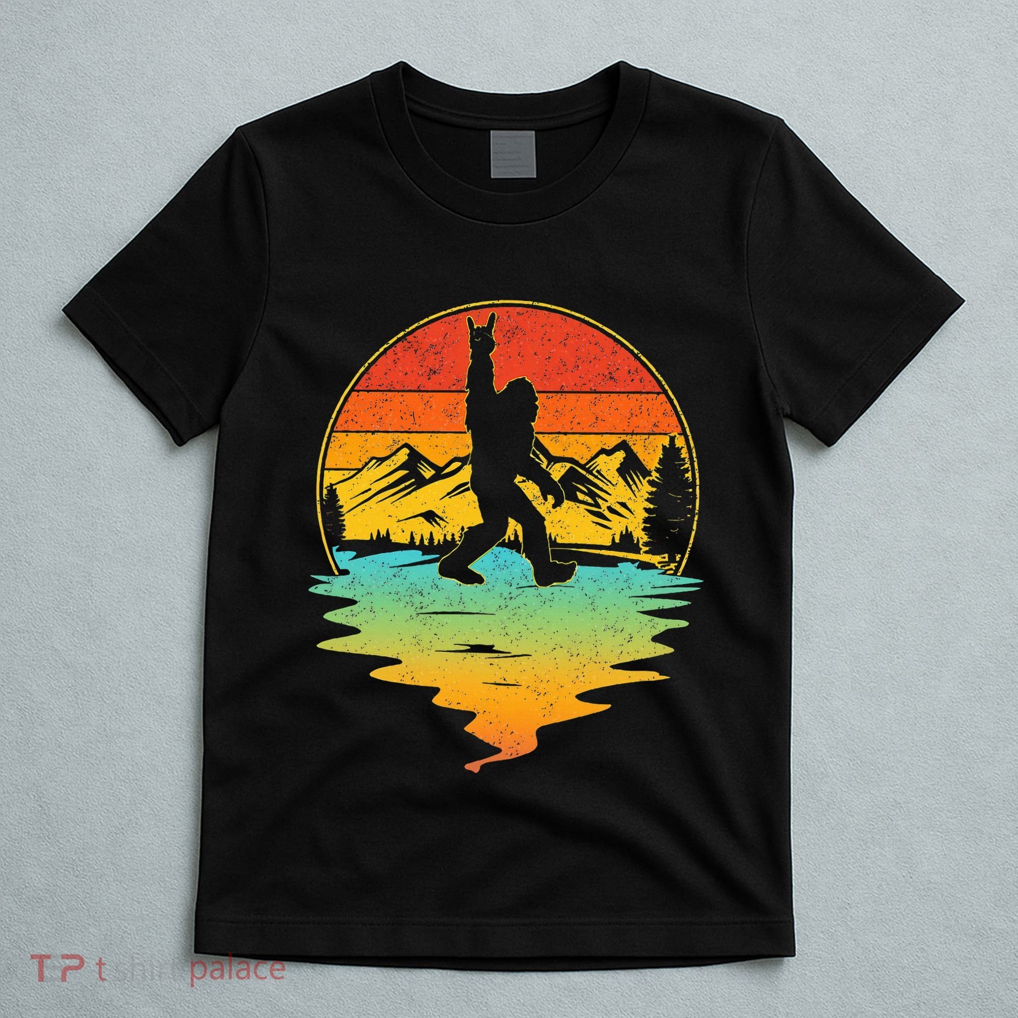 Bigfoot Rock On Sasquatch Rock And Roll Funny Graphic T-Shirt