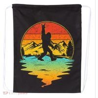 Bigfoot Rock On Sasquatch Rock And Roll Funny Graphic Drawstring Bag thumb 0