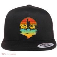 Bigfoot Rock On Sasquatch Rock And Roll Funny Graphic Flat Bill Trucker Hat thumb 0
