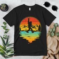 Bigfoot Rock On Sasquatch Rock And Roll Funny Graphic Premium T-Shirt thumb 2