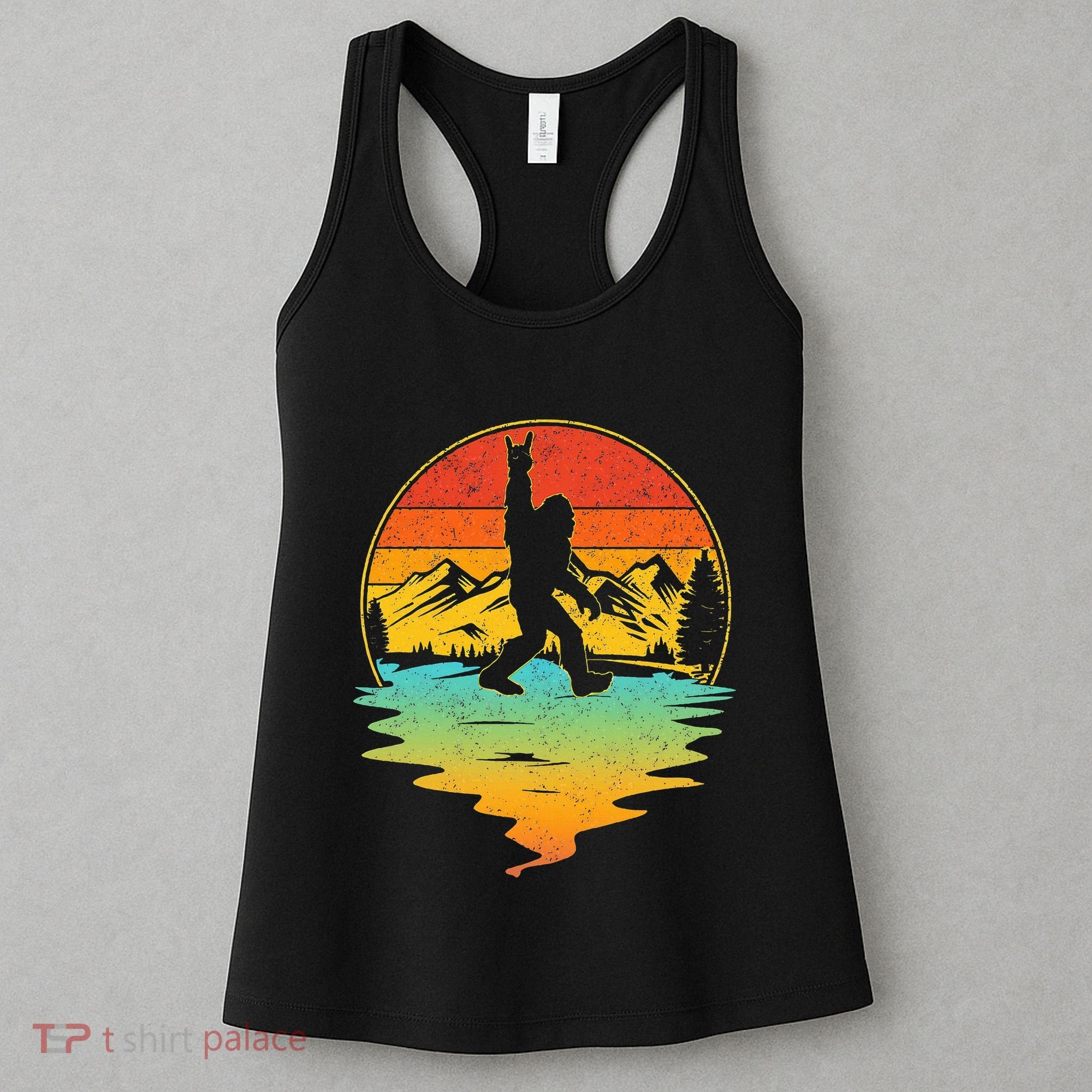 Bigfoot Rock On Sasquatch Rock And Roll Funny Graphic Women's Tank Top