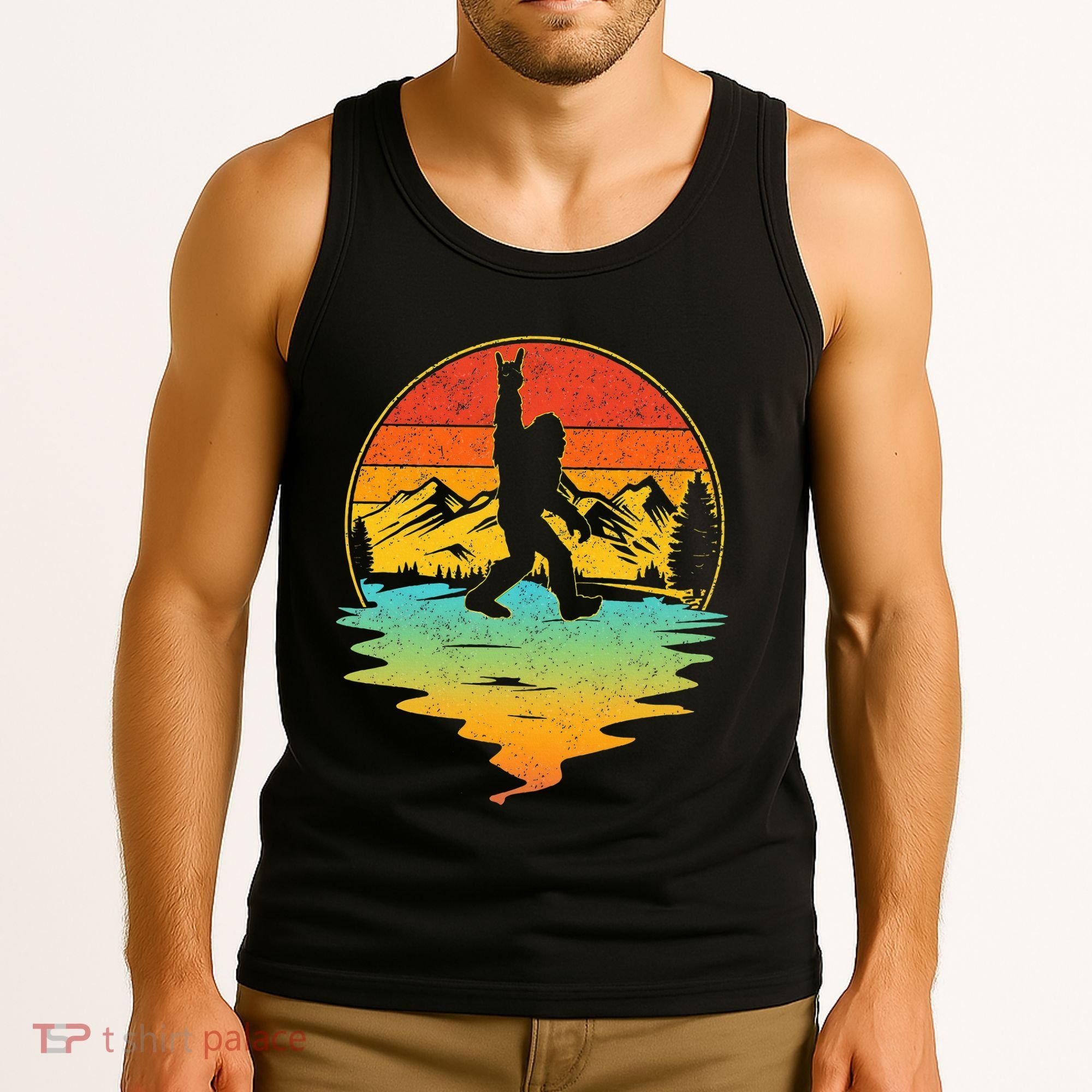 Bigfoot Rock On Sasquatch Rock And Roll Funny Graphic Tank Top