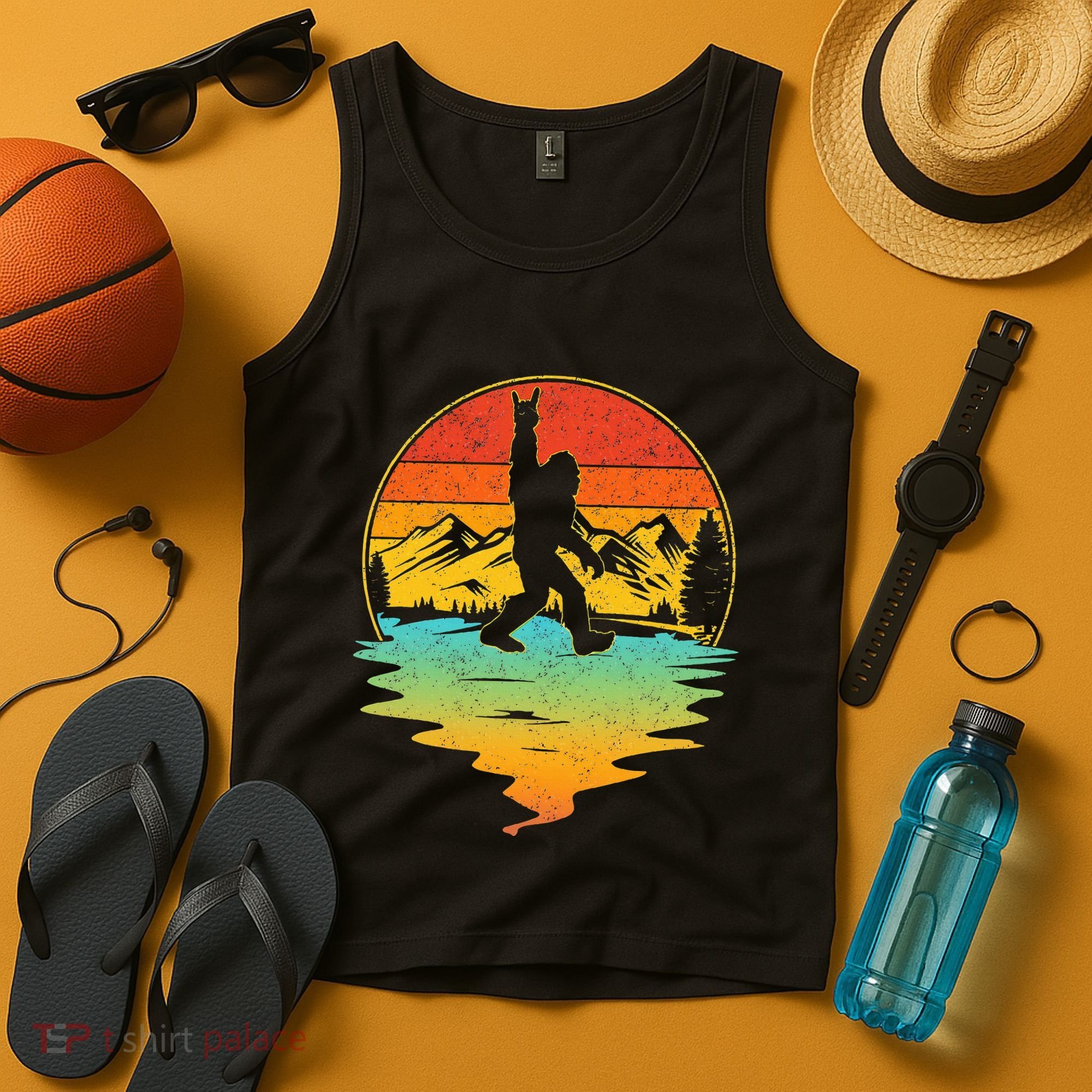 Bigfoot Rock On Sasquatch Rock And Roll Funny Graphic Tank Top