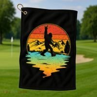 Bigfoot Rock On Sasquatch Rock And Roll Funny Graphic Golf Towel thumb 1