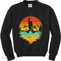 Bigfoot Rock On Sasquatch Rock And Roll Funny Graphic Kids Sweatshirt thumb 0