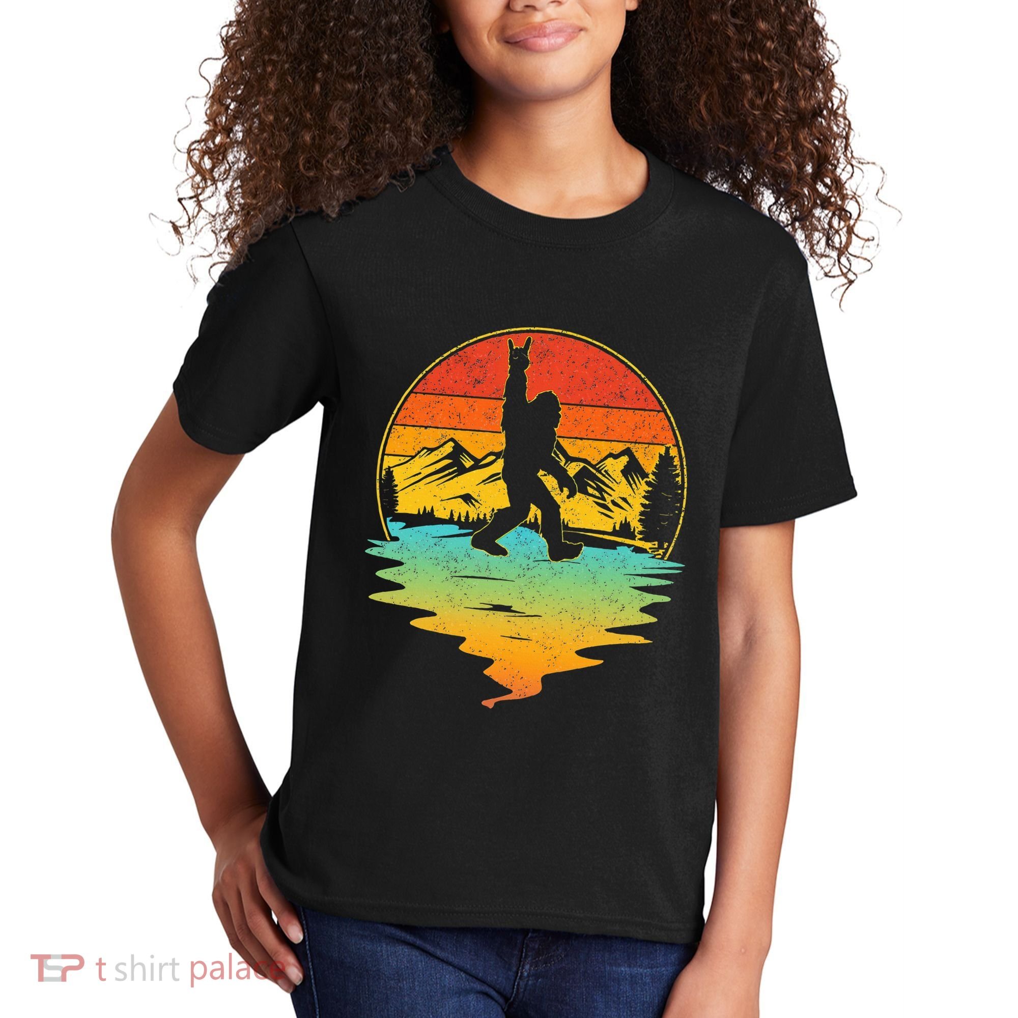 Bigfoot Rock On Sasquatch Rock And Roll Funny Graphic Kids T-Shirt