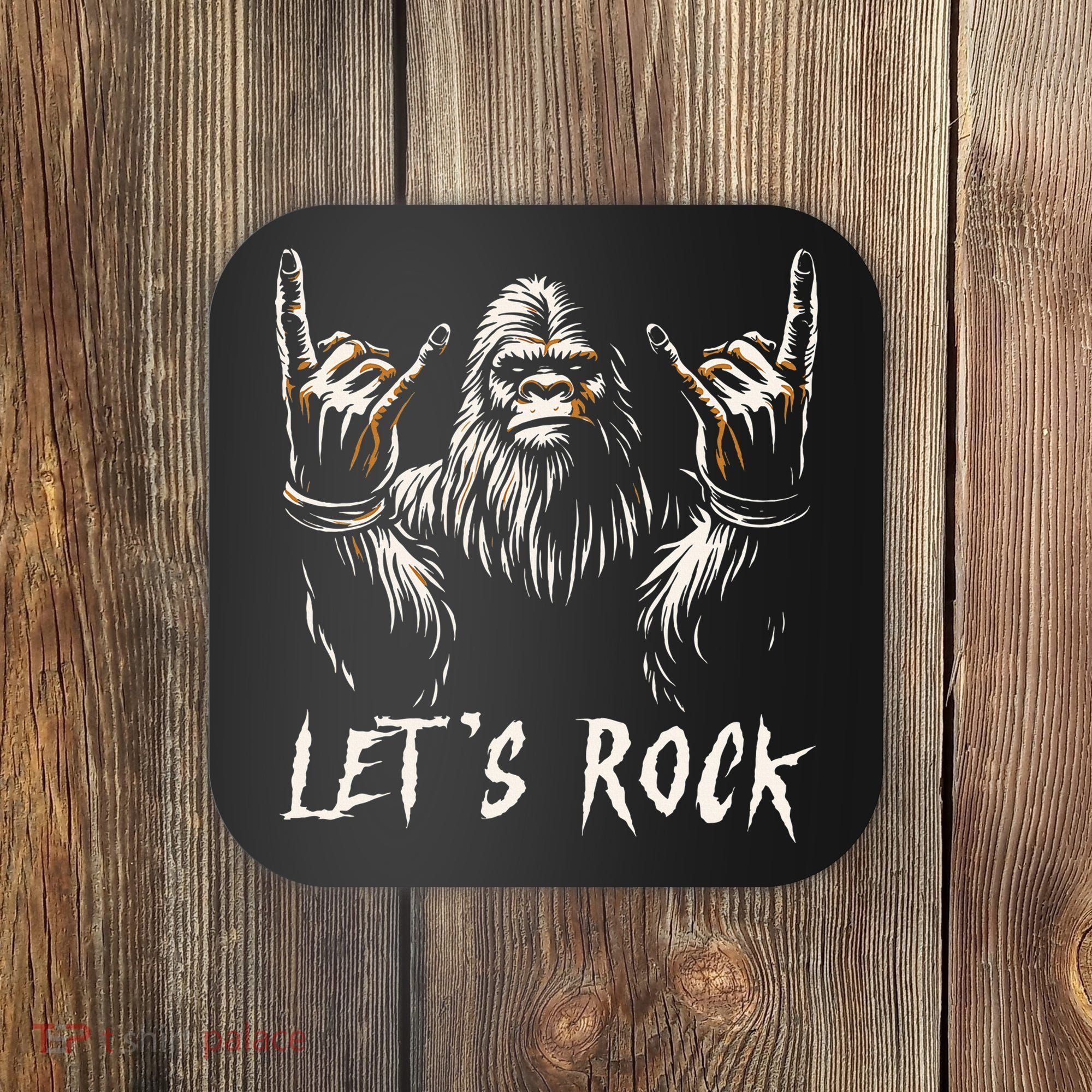 Bigfoot Rock On Funny Sasquatch Rock And Roll LetS Rock Coaster