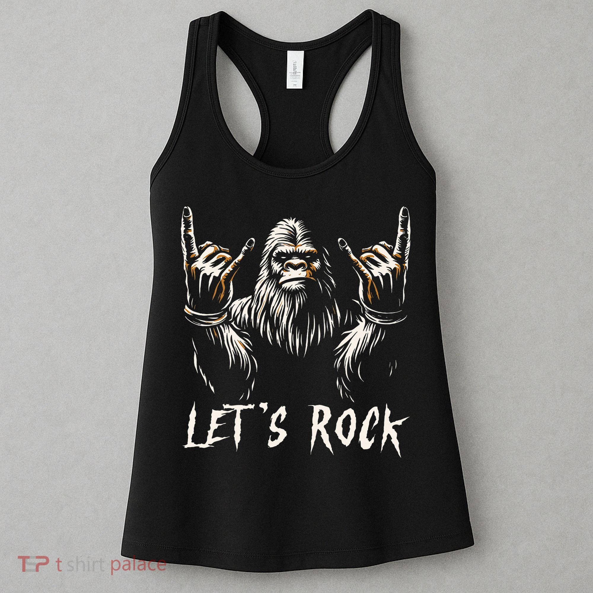 Bigfoot Rock On Funny Sasquatch Rock And Roll LetS Rock Women's Tank Top