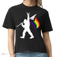 Bigfoot Rock On Lgbtq Progressive New Pride Flag Comfort Colors Boxy T-Shirt thumb 0