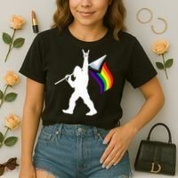 Bigfoot Rock On Lgbtq Progressive New Pride Flag Comfort Colors Boxy T-Shirt thumb 2