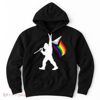 Bigfoot Rock On Lgbtq Progressive New Pride Flag Hoodie thumb 0