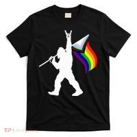 Bigfoot Rock On Lgbtq Progressive New Pride Flag T-Shirt thumb 0
