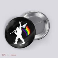 Bigfoot Rock On Lgbtq Progressive New Pride Flag Button thumb 0