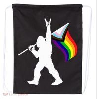 Bigfoot Rock On Lgbtq Progressive New Pride Flag Drawstring Bag thumb 0