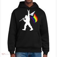 Bigfoot Rock On Lgbtq Progressive New Pride Flag District V.I.T. Heavyweight Hoodie thumb 0