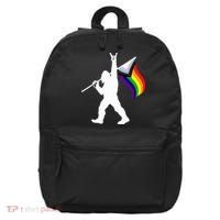Bigfoot Rock On Lgbtq Progressive New Pride Flag 16 in Basic Backpack thumb 0