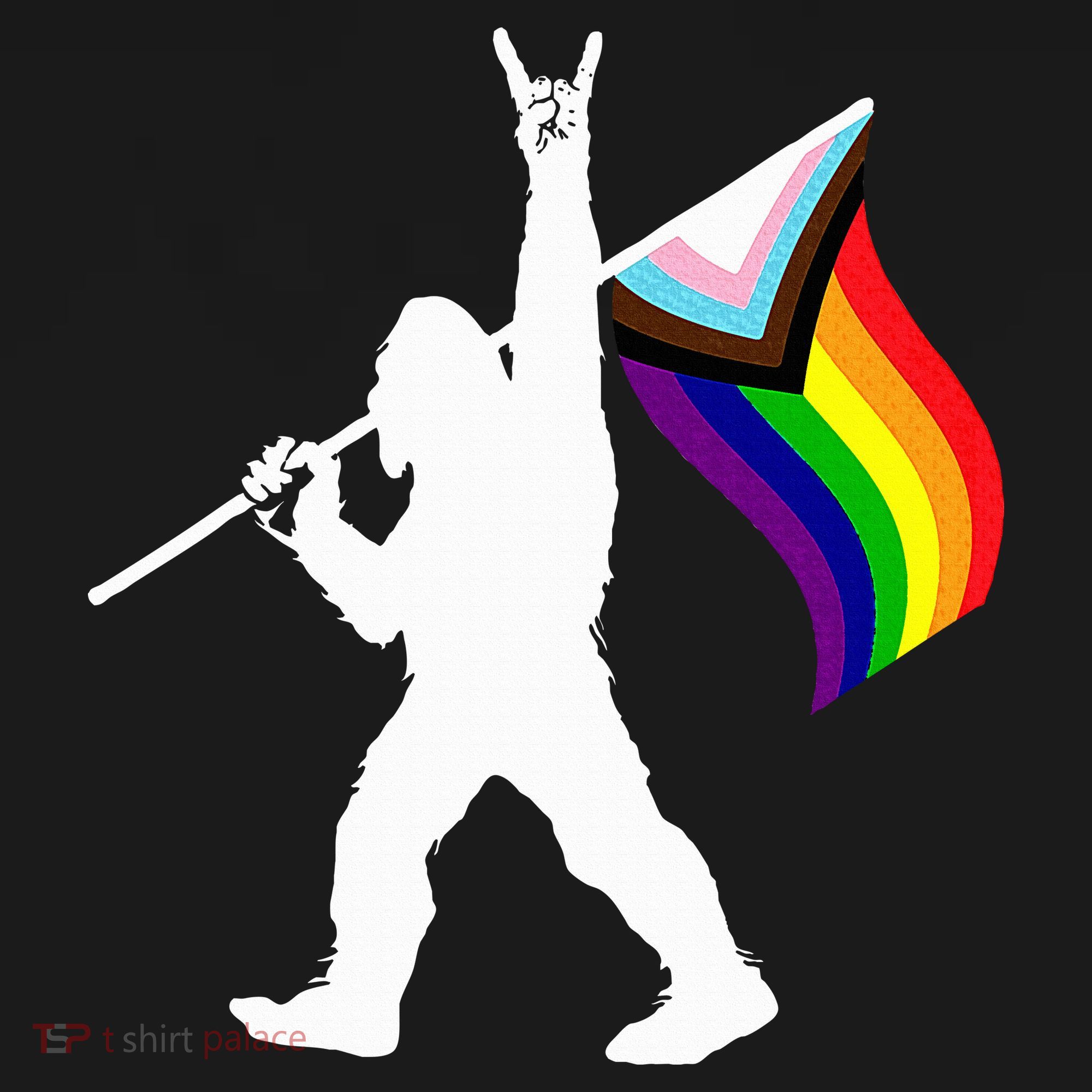 Bigfoot Rock On Lgbtq Progressive New Pride Flag Women's Hoodie