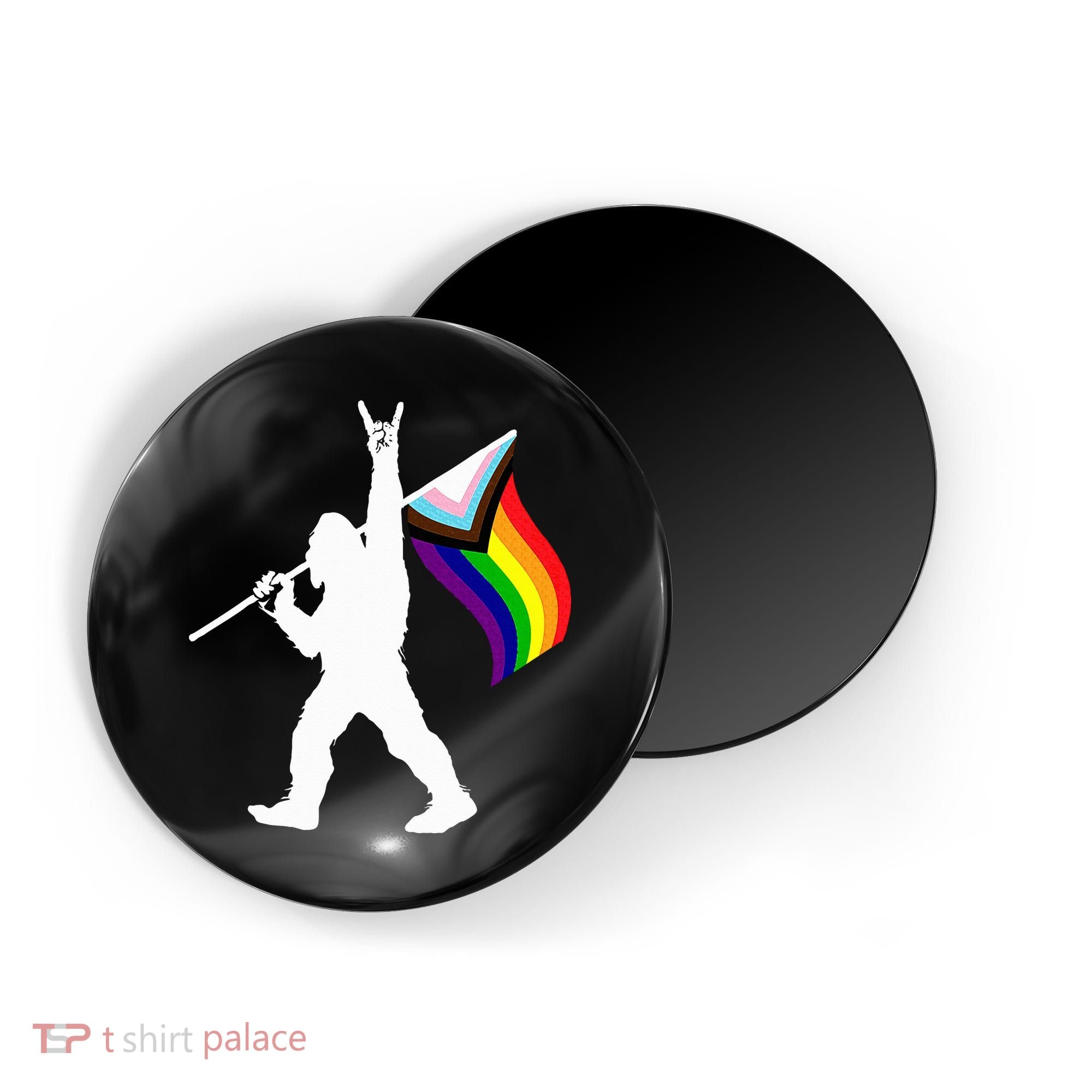 Bigfoot Rock On Lgbtq Progressive New Pride Flag Magnet