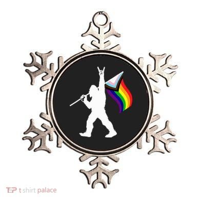 Bigfoot Rock On Lgbtq Progressive New Pride Flag Ornament