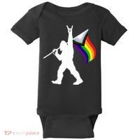 Bigfoot Rock On Lgbtq Progressive New Pride Flag Baby Bodysuit thumb 0