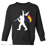 Bigfoot Rock On Lgbtq Progressive New Pride Flag Toddler Sweatshirt thumb 0