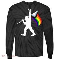 Bigfoot Rock On Lgbtq Progressive New Pride Flag Tie-Dye Long Sleeve Shirt thumb 0