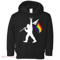 Bigfoot Rock On Lgbtq Progressive New Pride Flag Toddler Hoodie thumb 0