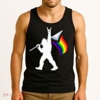 Bigfoot Rock On Lgbtq Progressive New Pride Flag Tank Top thumb 3