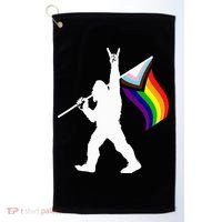 Bigfoot Rock On Lgbtq Progressive New Pride Flag Golf Towel thumb 0