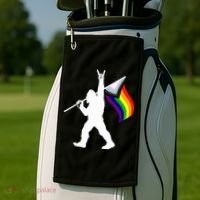 Bigfoot Rock On Lgbtq Progressive New Pride Flag Golf Towel thumb 2