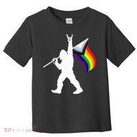 Bigfoot Rock On Lgbtq Progressive New Pride Flag Toddler T-Shirt thumb 0