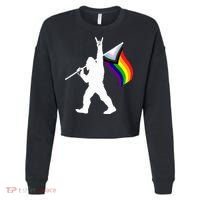 Bigfoot Rock On Lgbtq Progressive New Pride Flag Cropped Pullover Crew thumb 0