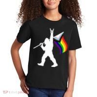 Bigfoot Rock On Lgbtq Progressive New Pride Flag Kids T-Shirt thumb 2