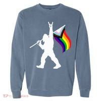 Bigfoot Rock On Lgbtq Progressive New Pride Flag Garment-Dyed Sweatshirt thumb 0