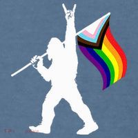 Bigfoot Rock On Lgbtq Progressive New Pride Flag Garment-Dyed Sweatshirt thumb 2