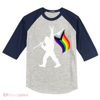 Bigfoot Rock On Lgbtq Progressive New Pride Flag Kids Colorblock Raglan Jersey thumb 0
