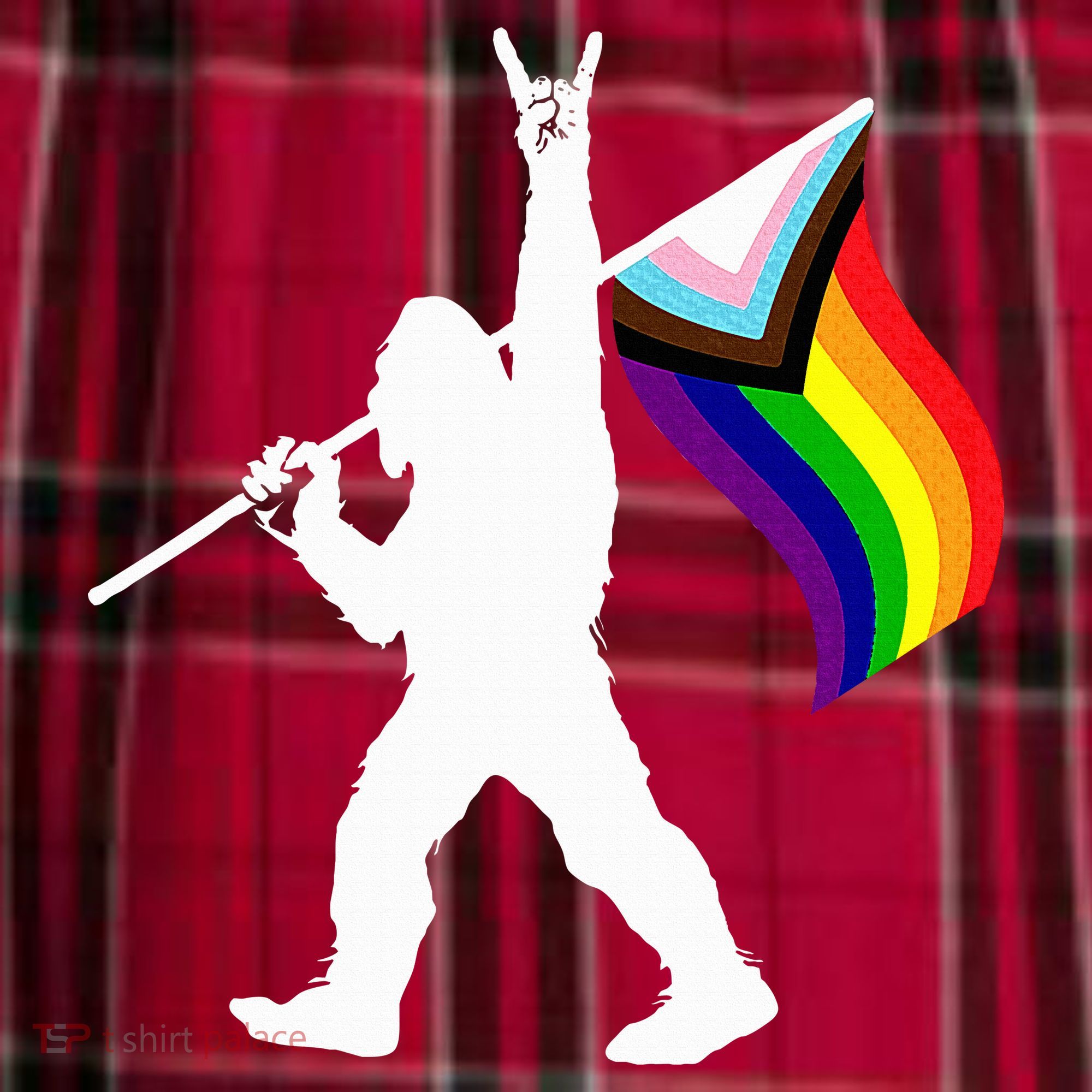 Bigfoot Rock On Lgbtq Progressive New Pride Flag Women's Flannel Plaid Pajama Pants