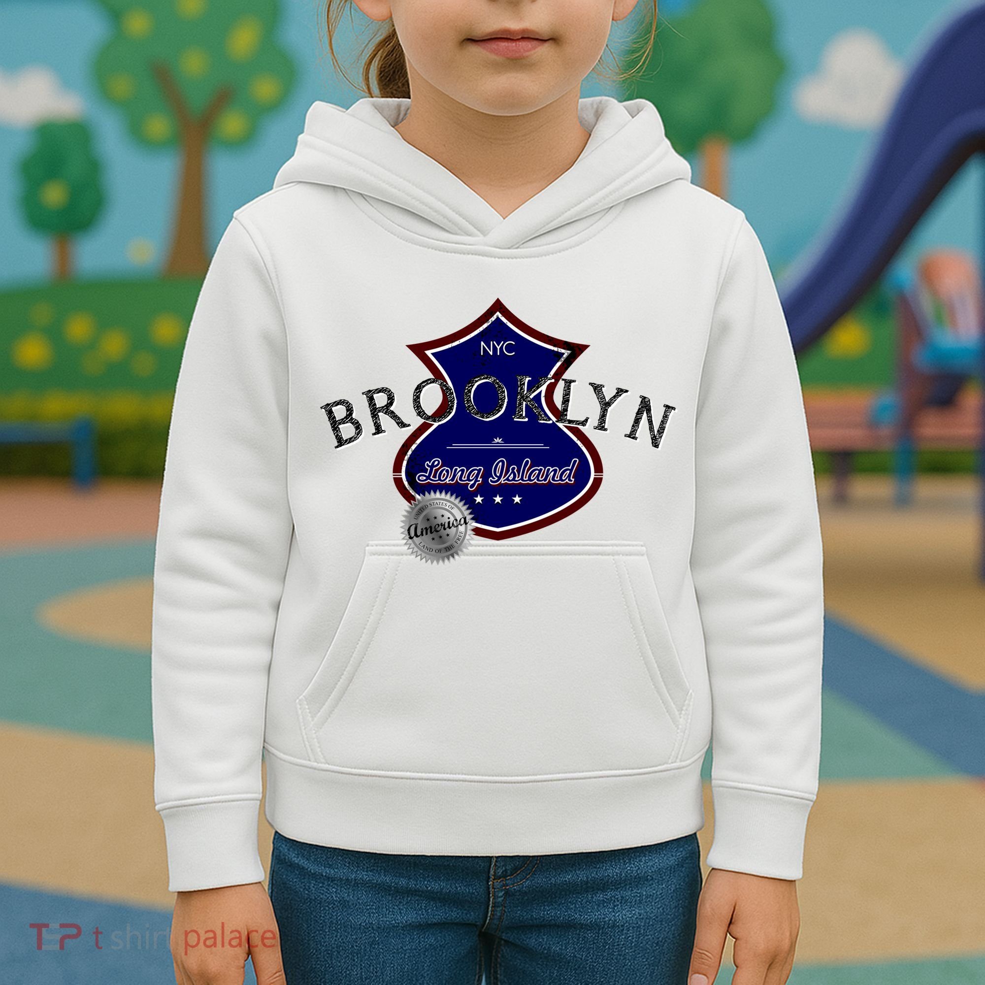 Brooklyn NYC Land of the Free Logo Kids Hoodie