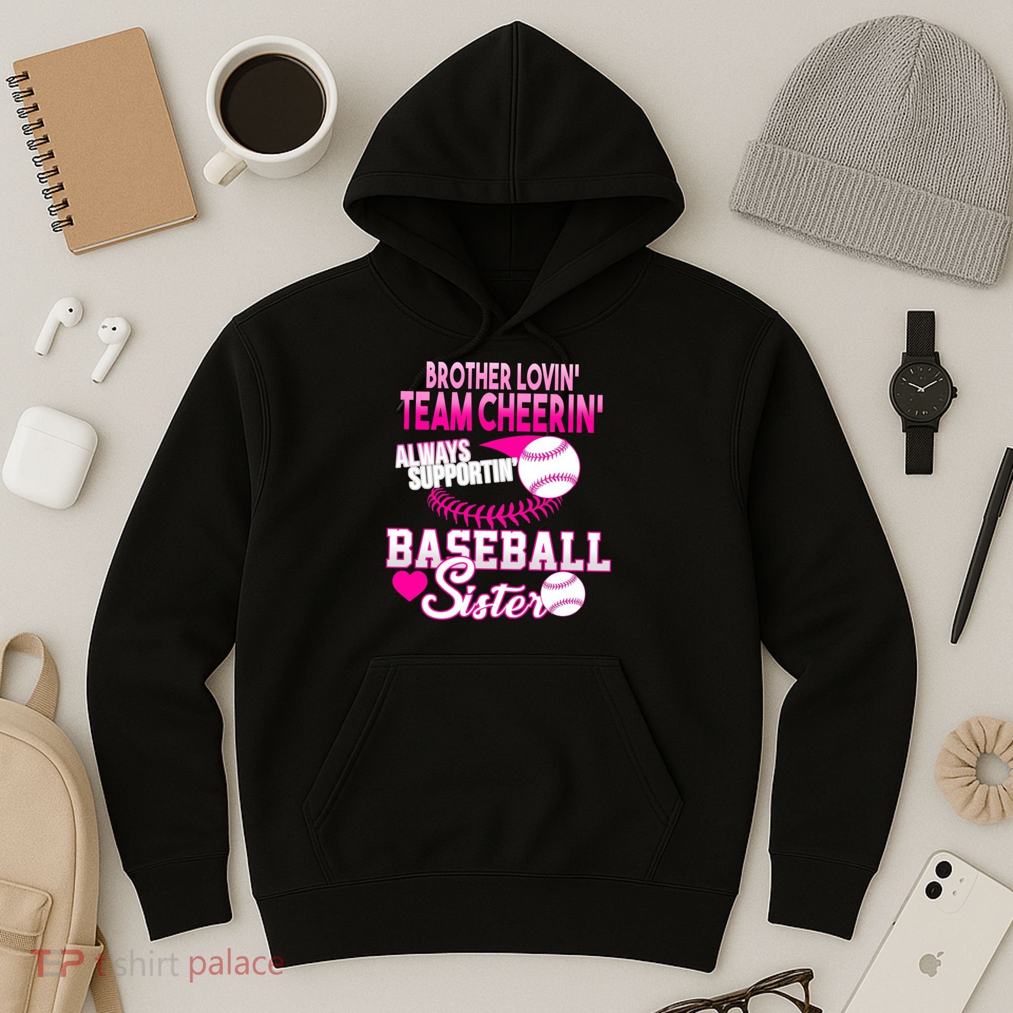 Brother Lovin Team Cheerin Baseball Sister Hoodie