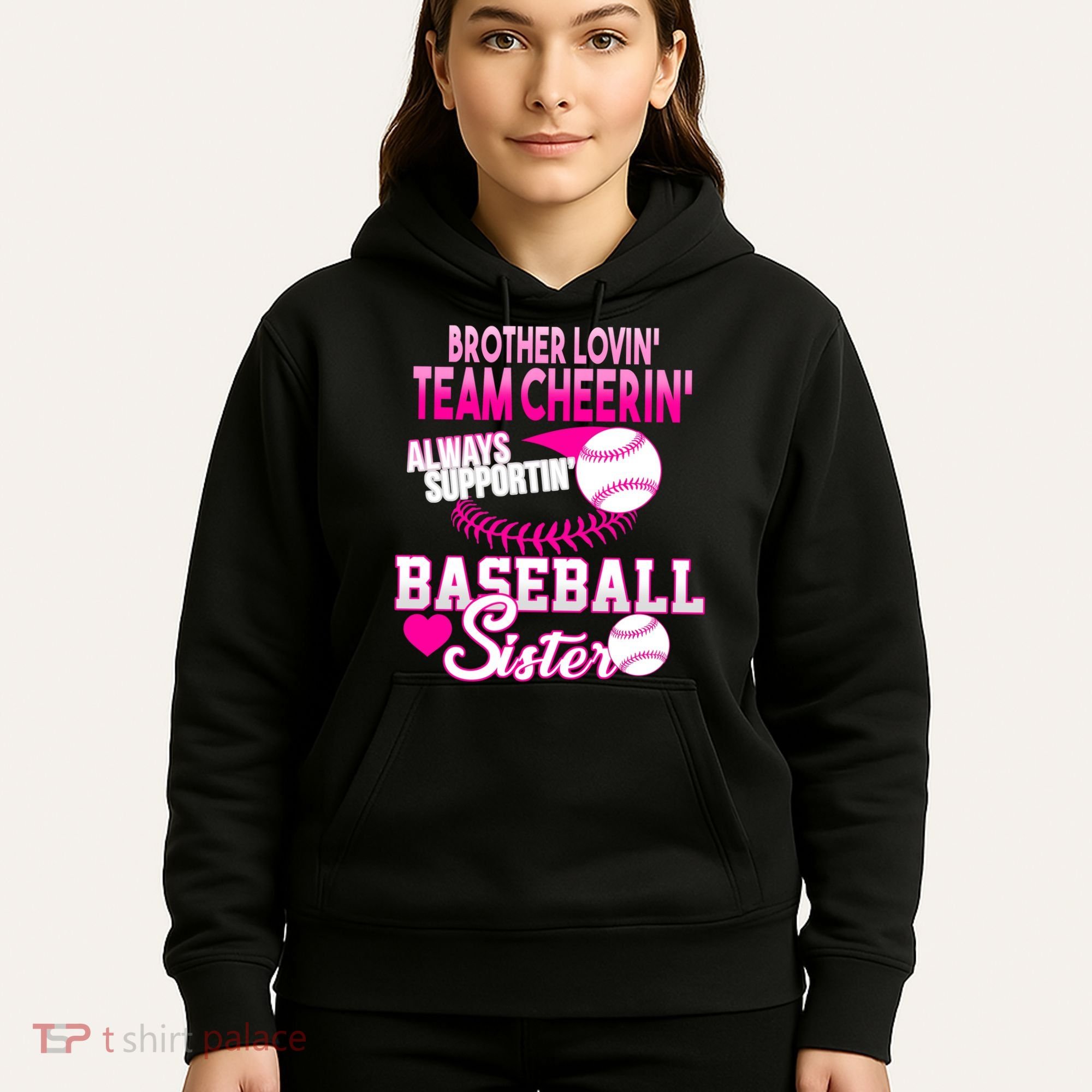 Brother Lovin Team Cheerin Baseball Sister Hoodie