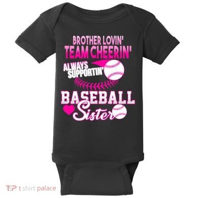 Brother Lovin Team Cheerin Baseball Sister Baby Bodysuit