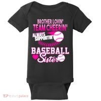 Brother Lovin Team Cheerin Baseball Sister Baby Bodysuit thumb 0