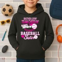 Brother Lovin Team Cheerin Baseball Sister Kids Hoodie thumb 2