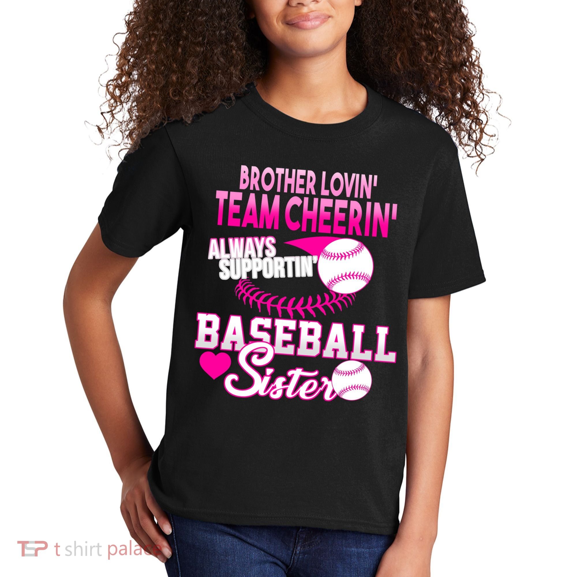 Brother Lovin Team Cheerin Baseball Sister Kids T-Shirt