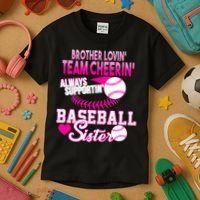 Brother Lovin Team Cheerin Baseball Sister Kids T-Shirt thumb 3