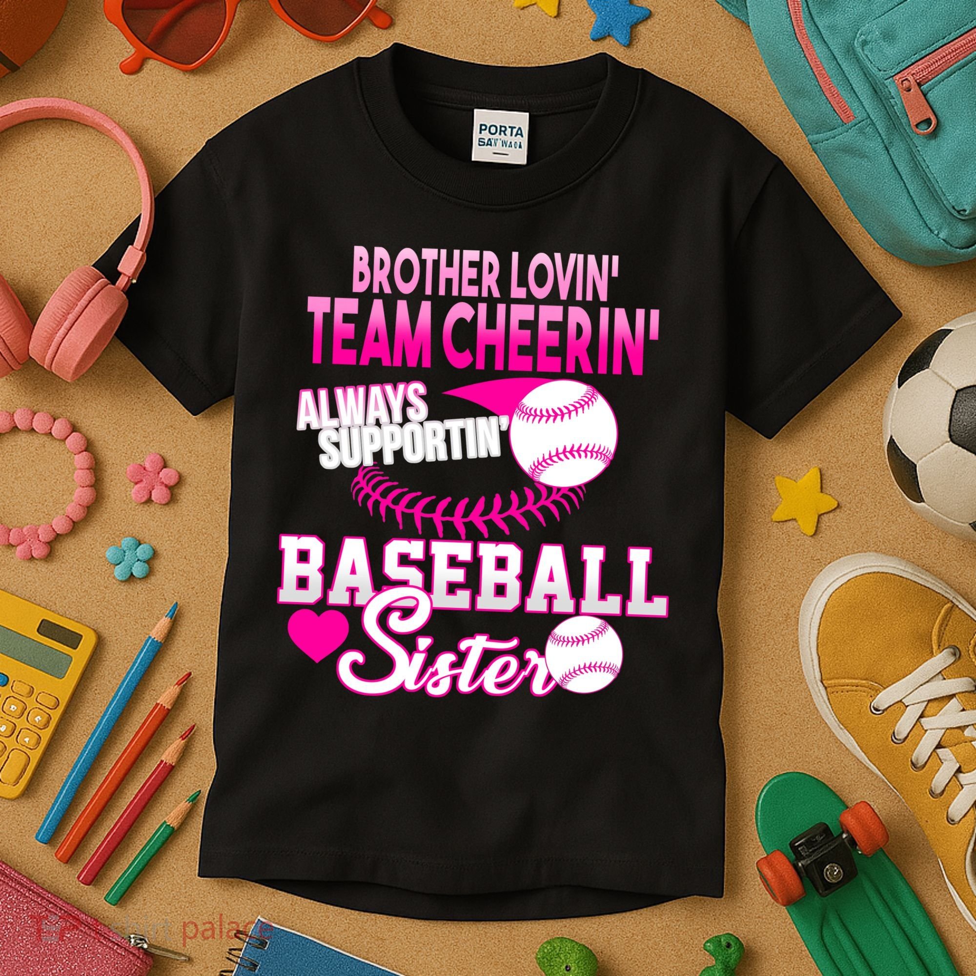 Brother Lovin Team Cheerin Baseball Sister Kids T-Shirt